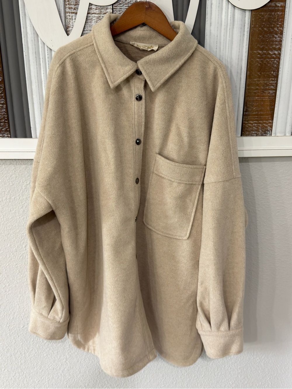 The Foxy Kind Cozycore Beige Fleece Oversized Shacket S